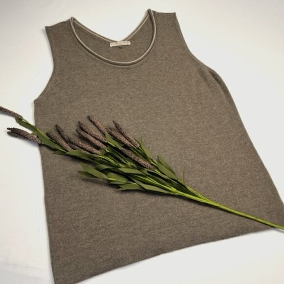 Flora Fedi Taupe Italian Wool/Cashmere Tank Top  Size L - Picture 1 of 4
